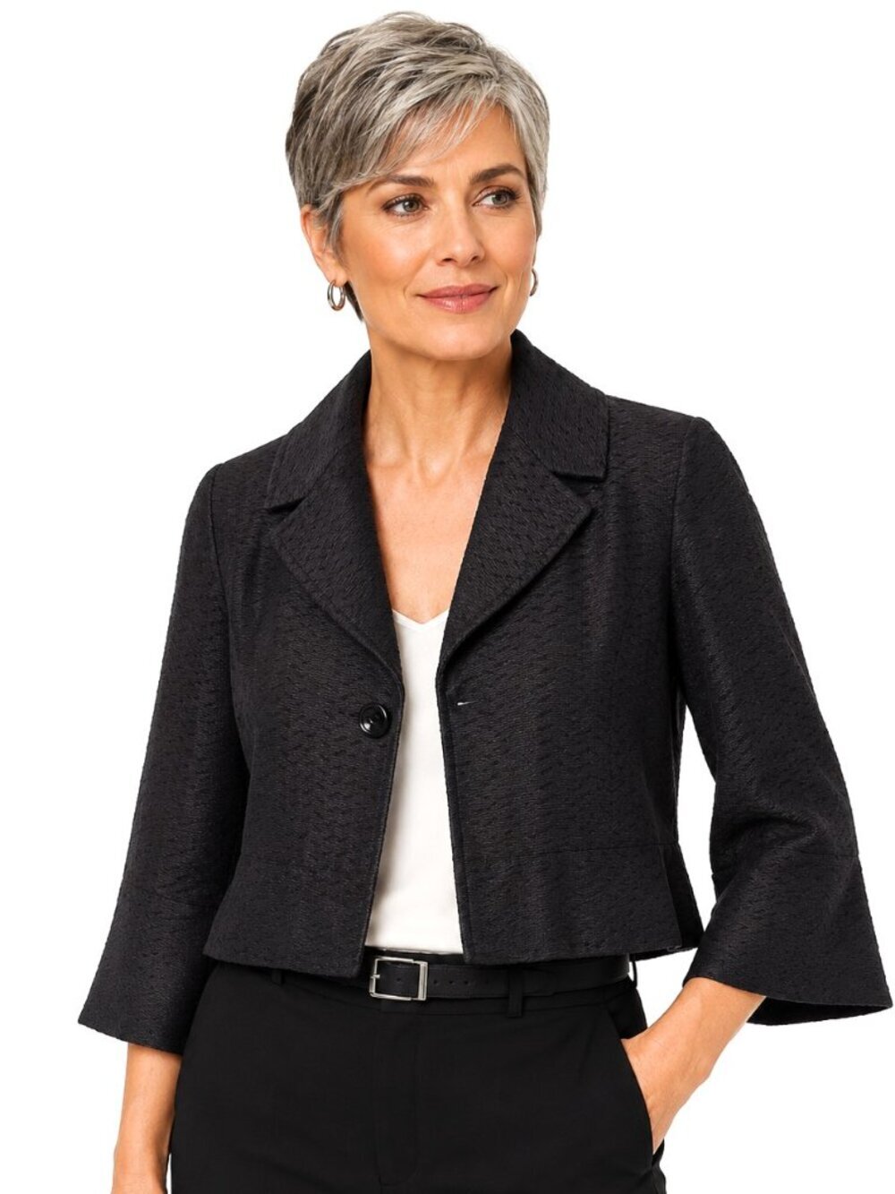 Kenneth Cole Reaction Black Cropped Blazer